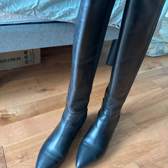 Bared footwear black over knee leather boots EU 40 - Picture 6 of 6
